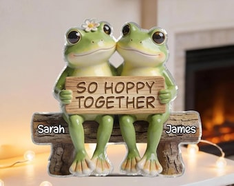 Stojąca para zwierząt z efektem 3D – spersonalizowana tabliczka z drewna – prezent na rocznicę, walentynki dla niego, prezent dla niej