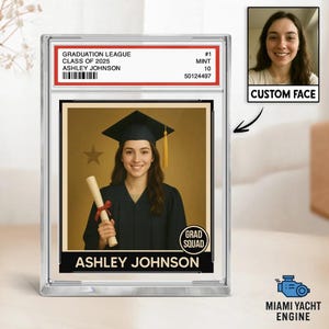 Plaque acrylique personnalisée cadeau de remise des diplômes, cadeau personnalisé de style carte à collectionner pour diplômés, cadeau de remise des diplômes universitaires