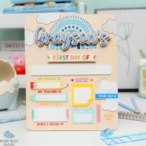 Letrero personalizado para el primer y último día de clases - Tablero fotográfico de madera reutilizable y personalizado - Accesorio para escribir el primer día de clases para estudiantes de primaria y secundaria