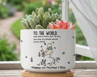 Jesteś całym moim światem - pierwszy prezent na Dzień Matki dla niej, żony, córki, mamy - spersonalizowana doniczka