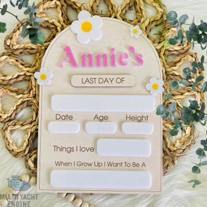 First & Last Day of School Interchangeable Sign – Personalized Reusable Back to School Photo Prop for Kids, First Day School Memory Board