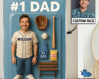 Spersonalizowany akrylowy blok z wizerunkiem taty baseballisty, spersonalizowany prezent w postaci figurki akcji