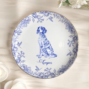 Dog Custom Breeds Chinoiserie Toile De Jouy - Personalized Jewelry Dish, Dog Jewelry Dish, Dog Lover Gift, Dog Dad Dog Mom Trinket Dish