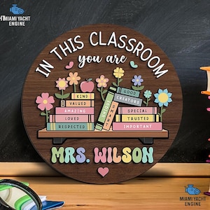 Custom Teacher 3D Door Hanger, Personalized Classroom Sign with Teacher Name, Cute Back to School Decor, Teacher Appreciation Gift