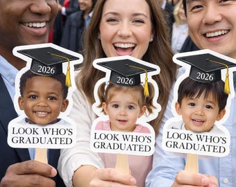 Ukończenie szkoły 2026 Duże głowy na patyku, Twarz na patyku, Wachlarz ukończenia szkoły, Klasa 2026, Spersonalizowany wachlarz ukończenia szkoły, Prezent dla absolwenta