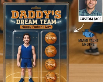 Spersonalizowany blok akrylowy dla taty koszykarza, spersonalizowana twarz, imiona dla dzieci