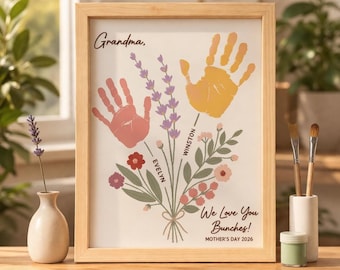 Spersonalizowane odciski dłoni 1-3 – spersonalizowana rama z odciskiem dłoni dla mamy, prezent z odciskiem dłoni, nadruk na drewnie