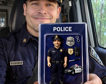 Police Action Figure Pack Personalized Acrylic Block, Custom Rectangle Decor for Police, Appreciation Gift