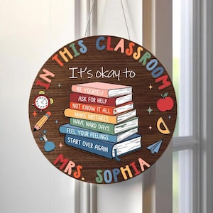 Personalized Teacher 3D Door Sign, Wooden In This Classroom You Are Desk Decor, Teacher Door Hanger for Classroom, Back to School Gift