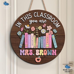 Personalized Teacher Door Sign, Custom Classroom Door Hanger for Welcome & Appreciation, Back To School Teacher Gifts