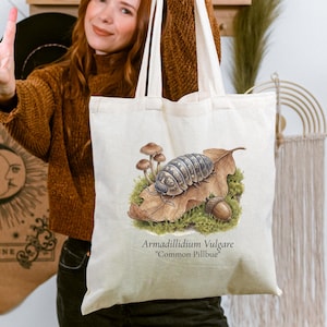 fourre-tout Pillbug | Cadeau Roly Poly pour les amateurs d'insectes | Sac de marché pour gardien d'isopodes