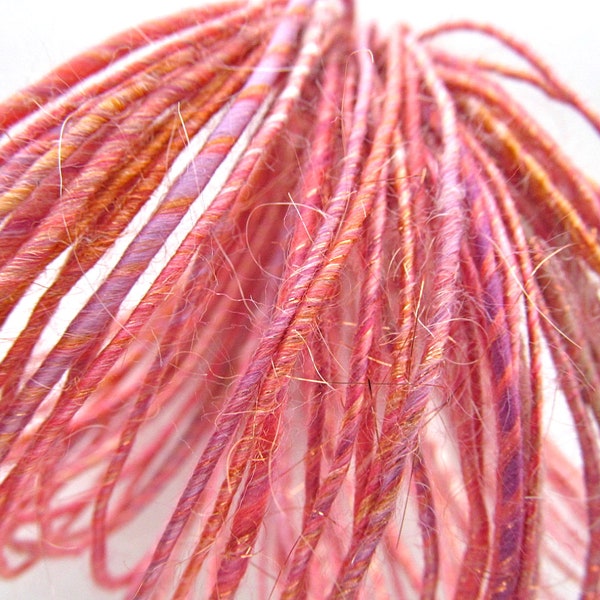 Coral Sunrise WoolyWire (tm) - Handspun FIber Wire for Jewelry - 3 FEET