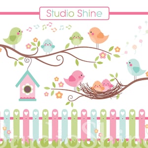 Digitale Clipart, het beste Nest, Cute vogels illustraties, PNG bestanden Vector EPS-Instant Download Clipart persoonlijk en commercieel gebruik
