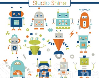 Robot Clipart - Digital Clipart Gears Tools Nuts Bolts Clip Art Vector EPS PNG Files Instant Download Personal and Commercial Use