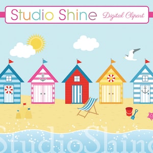 Digital Clipart - By The Seaside - Beach Hut Nautical Ocean Sea Clip Art Vector EPS PNG Clipart Personal and Commercial Use Instant Download