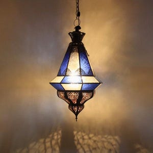Lámpara colgante de vitral marroquí hecha a mano: farol bohemio