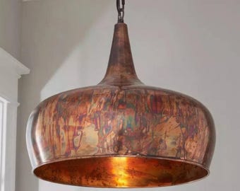 Hanglamp geoxideerd koper, rustieke koepelplafondlamp, keukeneilandverlichting, decor boerderij boho