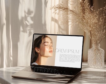 Light MacBook Mockup | Laptop Mockup PSD | Editorial Workspace | Neutral Aesthetic Mockup | Feminine Branding Mockup | Professional Mockup