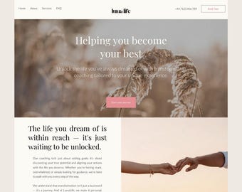 Wix Coaching Website Template für Life Coaches und Wellness Therapeuten | Einfaches No-Code-Design | Ziehen & Ablegen | Vollständig bearbeitbar | KOSTENLOSE BONUS