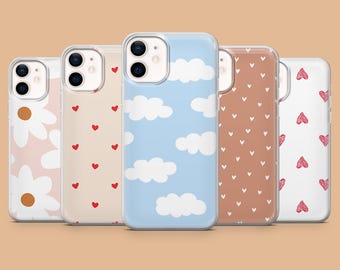 Pastel Heart Phone Cover: Clear TPU Glitter Case