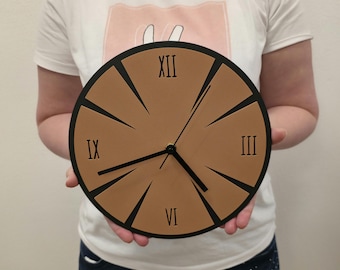 "Rome" wall clock in natural colors – modern 3D printed wall decoration with an elegant & sustainable design for living room and office