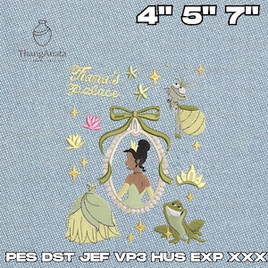 Frog Princess Embroidery Pattern, Girl Trip Embroidery Design, Princess Movie Cartoon Embroidery ,Magic Kingdom Digital Download, ThangAnata