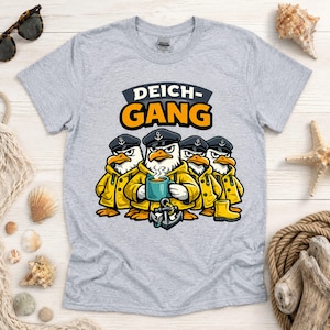 Maritimes Shirt mit Möwen-Gang, Unisex Nordsee Küstenmotiv, T-Shirt