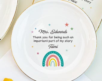 Thank you Gift for Teacher, Personalized Rainbow Ring Dish for Teacher Appreciation, Back to School Gift, Thank you Gift for Nursery Teacher