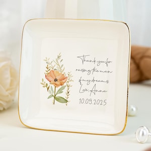 Plato de anillos de boda personalizado para la madre de los novios, el mejor regalo de la hija, gracias por criar al hombre de mis sueños, boda