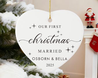Personalized Mr & Mrs Christmas Bauble: First Christmas Married Ornament, Engagement Gift for Couples, Wedding Gift for Newlyweds, Xmas Gift