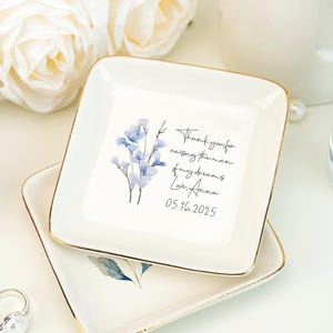 Regalo de bodas para la madre del novio, plato de anillos personalizado, plato de baratijas de flores para la suegra, gracias por criar al hombre de mis sueños