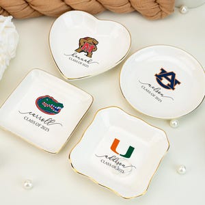 University Logo Ring Dish, Personalized Graduation Jewelry Dish, Graduation Gift for Daughter, College Logo Ring Dish Graduation Keepsake