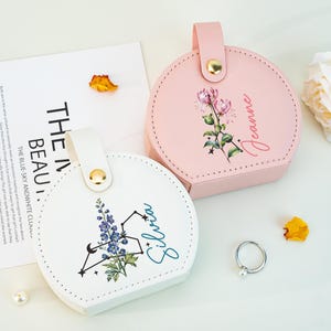 Portagioie con fiori di nascita personalizzati e segno zodiacale, portagioie per damigelle d'onore, portagioie con costellazioni, portagioie da viaggio, bomboniere per matrimonio, compleanno
