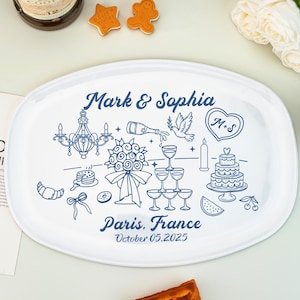 Personalized Wedding Platter for Bridal with Names, Date & Location, Wedding Gift for Couple, Married Keepsake, Wedding Decor for Newlyweds