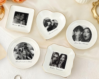 Regalo fotográfico para la mejor amiga, plato para anillos con foto personalizado, joyero para amigas a distancia, bandeja para guardar objetos pequeños con fotos para ella, regalo de boda