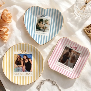 Personalised Bestie Photo Trinket Dish, Sister Jewelry Holder, Ceramic Ring Tray for Friend, Bridesmaid Gift, Birthday Gift for Her