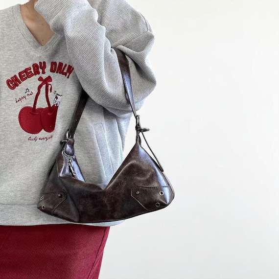 Vintage Brown Shoulder Bag for Women – Soft Faux Leather Purse 
