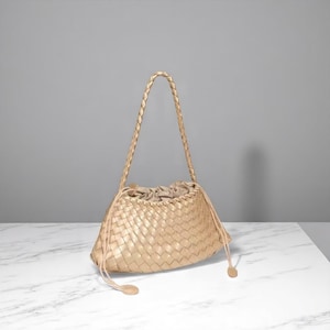 Woven Shoulder Bag – Soft Vegan Leather Hobo Purse, Slouchy Everyday Tote with Braided Strap, Stylish Gift for Her, Multiple Colors