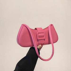 Sac baguette en cuir végétalien de l'an 2000 | sac à main minimaliste pour femme | Petit sac à main tendance avec boucle | Cadeau pour elle