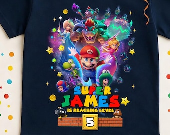 Custom Super Mario Galaxy Birthday Shirt, Nintendo World Family Holiday Tee, Universal Orlando Birthday Gift, Mario Bros Party Kids Gift