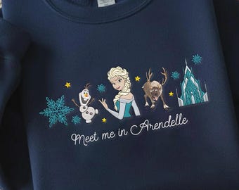 Sudadera con capucha y bordado de Elsa de Disney Frozen, atuendo de Disneyland Magic Kingdom WDW, regalo de camiseta bordada para viaje a Disney Princess