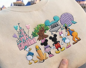 Sudadera con capucha de Mickey Mouse de Walt Disney World bordada, atuendo de Magic Kingdom WDW, camisa bordada de vacaciones familiares de Disney, regalo