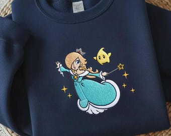 EMBROIDERED Super Mario Rosalina and Luma Sweatshirt Tshirt Hoodie, Disney Girls Trip Shirt, Universal Orlando Birthday Trip Shirt Gift