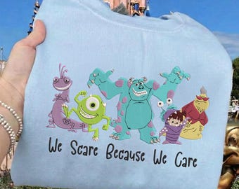 EMBROIDERED Disney Monster Inc Sweatshirt Tshirt Hoodie, Disneyland Family Trip WDW Outfit, Sulley Boo Embroidery shirt Birthday Gift
