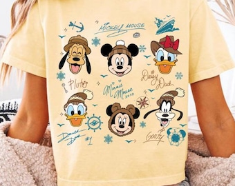 Retro Mickey & Friends Disney Alaska Cruise Boxy Tee Comfort Colors Shirt, Disney Wonder Alaska Trip  2026, Disney Cruise Girls Trip Shirt