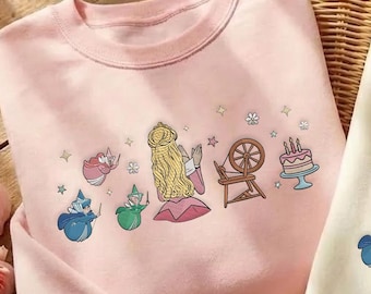 EMBROIDERED Princess Aurora Tshirt Sweatshirt Hoodie, Sleeping Beauty WDW Disneyland Girls Trip Embroidery shirt Gift