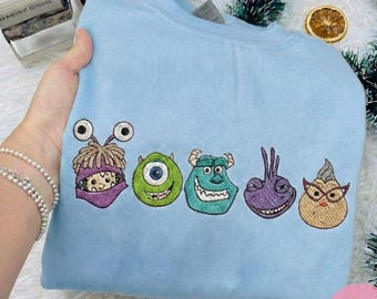 Sudadera con capucha bordada de Monster Inc., Sulley, Mike Boo, Monster University, WDW, Disneyland, viaje familiar 2026, camiseta bordada, regalo