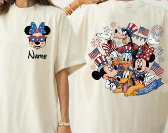 Chemise personnalisée Mickey et ses amis 4 juillet 2026 couleurs confort, t-shirt 250e anniversaire de Disney, chemise assortie pour la famille Disneyland WDW