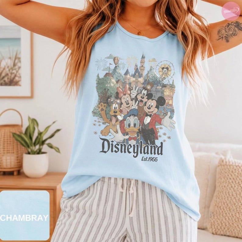 Comfort Color® Vintage Disneyland Walt Disney World Tank Top, Disney Mickey and Friends Tee, Disneyland WDW Family Matching Shirt image 6