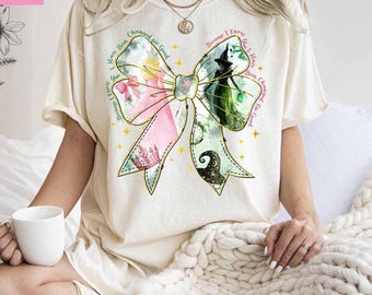 Watercolor Coquette Bow Wicked Change For Good Shirt, Defy Gravity Broomstick Magic Wand, Wizard Movie Fan Shirt, Wicked Musical Fan Gift